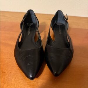 Franco Sarto Black Women's Shoes Flats Leather Cut out